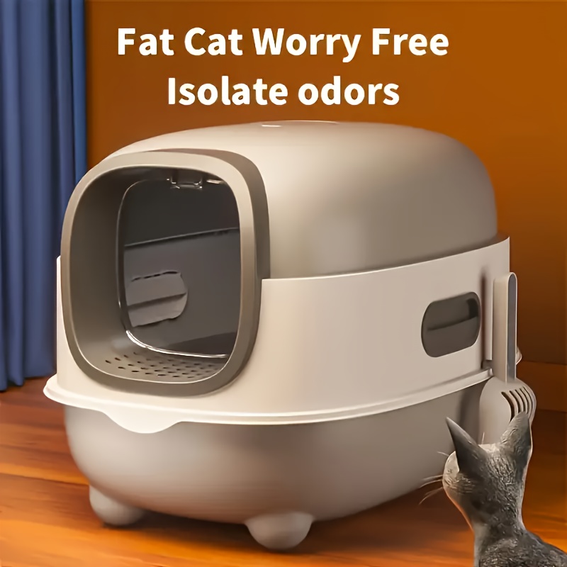A Spacious Litter Box for Cats That Is Completely Covered, Prevents Spills, Convenient to Store And Set Up, Can Accommodate Cat Litter, Comes with A Scoop, And Is Easy to Clean - Ideal for Small to Medium Cats