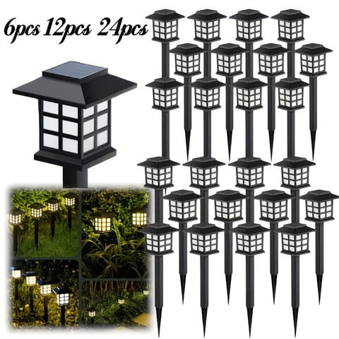 24/12/6pcs Solar Outdoor Lights, IP44 Street Lights, LED Landscape Lighting Garden Lights, Suitable For Sidewalks, Driveways, Courtyards And Lawns - Warm Light, Available In Packs Of 12. Decorations For Thanksgiving, Christmas And New Year Gifts.