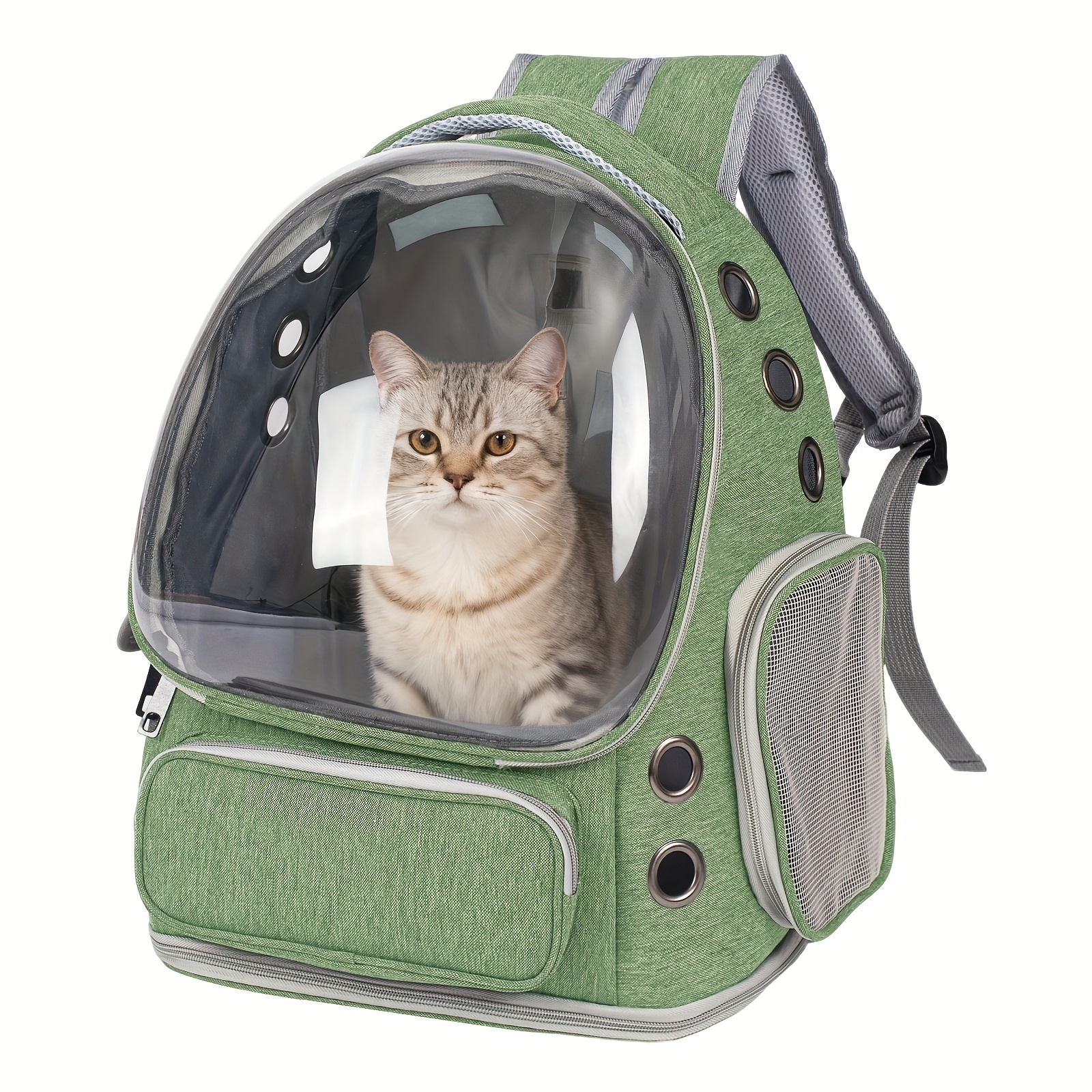 Breathable Transparent Cat Carrier Backpack with Bubble Viewing Compartment - All-Season Airplane/Train/Car Travel Carrier for Kittens & Cats, Zipper/Doggy Door Entry, Space Capsule Cat Bag, Durable (for All Cat Breeds/Sizes)